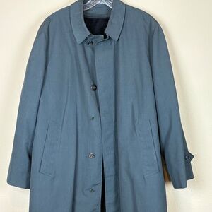 Penneys Vintage 60s Gray Trench Coat Black Faux Fur/Satin Removable Lining